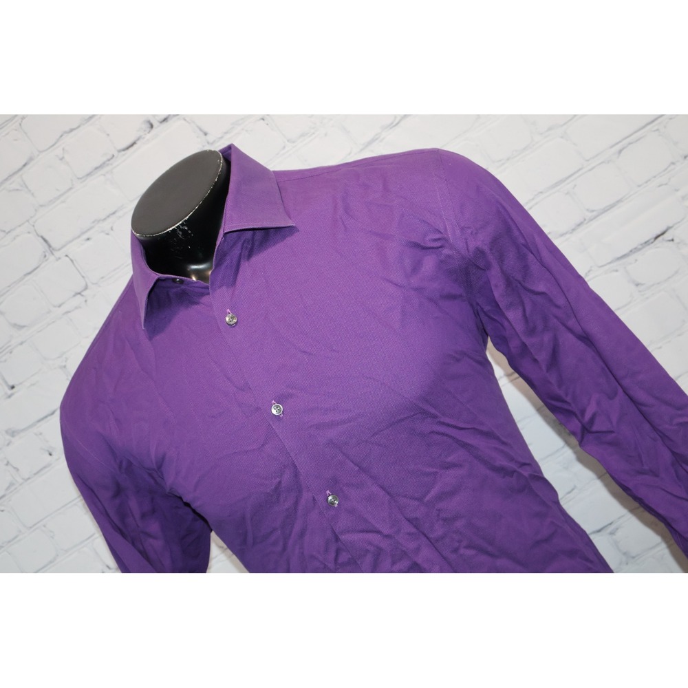 HUGO BOSS Dress Shirt Mens XL or 17 Purple Slim Fit Long Sleeve Button Up